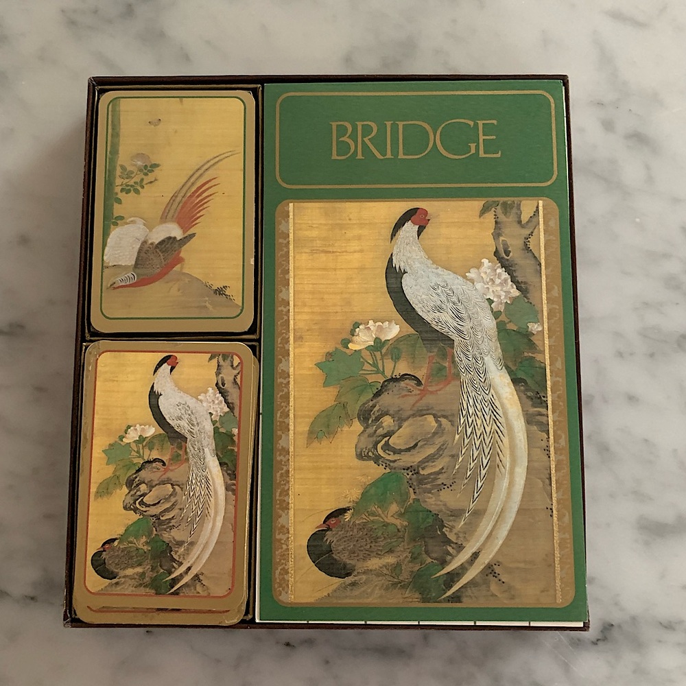 Vintage bridge playing cards with score pad and 2 decks